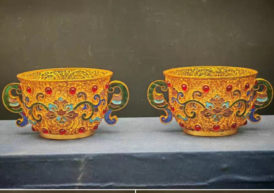 옛날 유금 보석 쌍얼잔