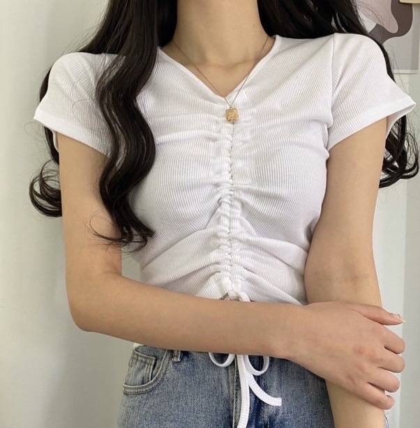 스트링 셔링 반팔티셔츠