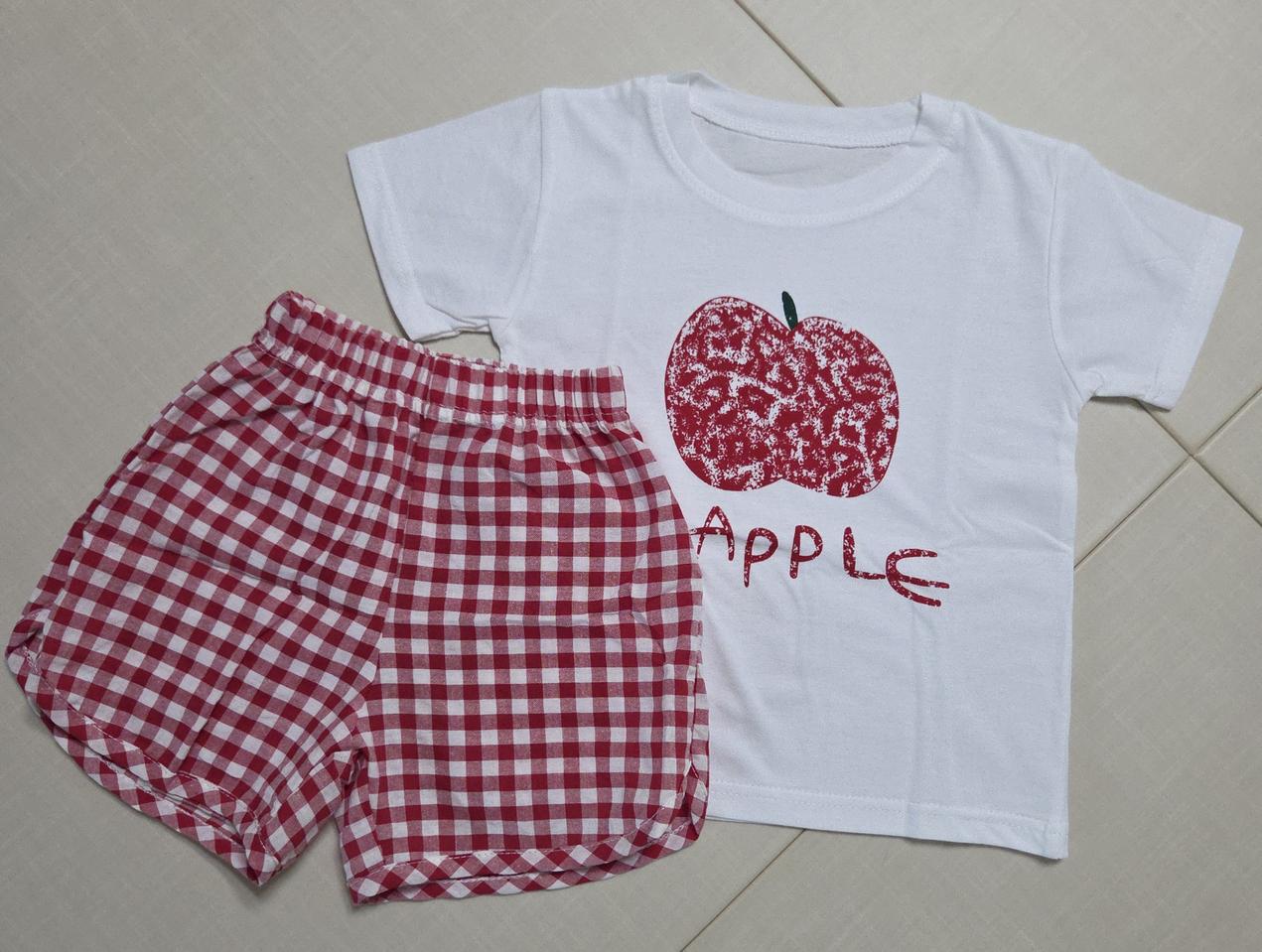 (새상품)유아 체크반바지 등원룩 여름 상하복세트 120호