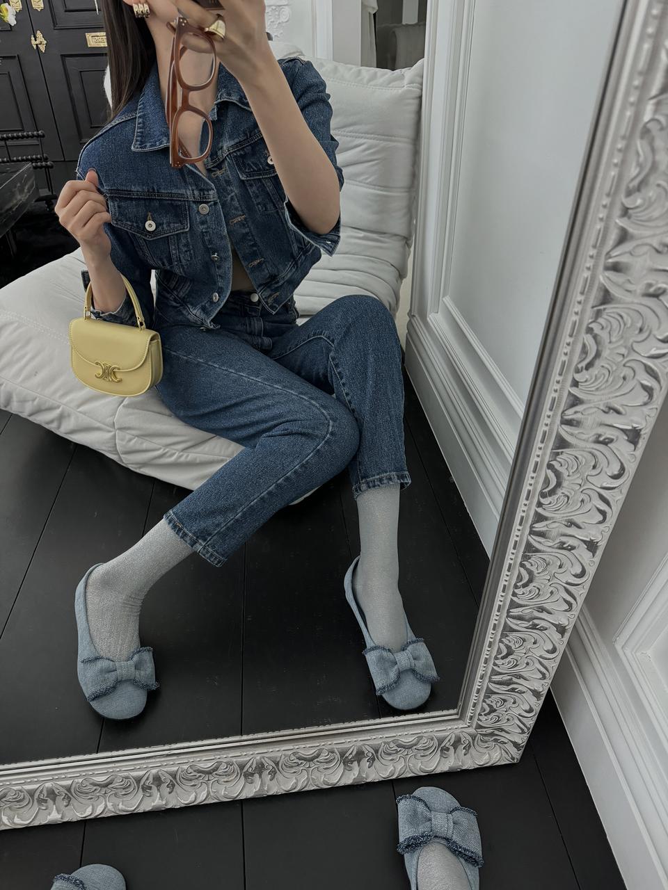 #1078 페브릭 2.5cm 러블리 리본플랫 245 블루-디피상품