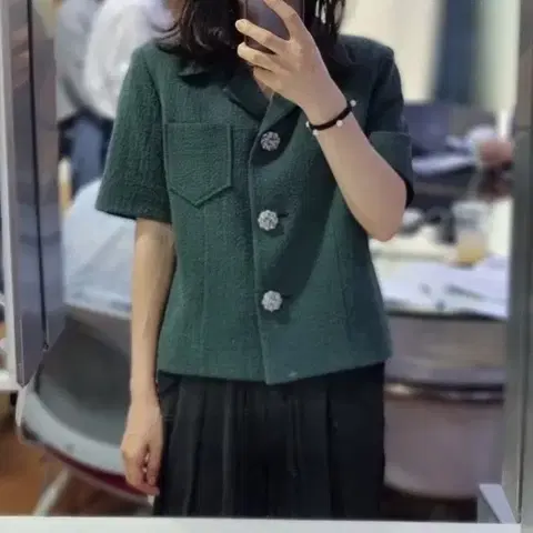 칼라거펠트 린넨블렌드 반팔 자켓