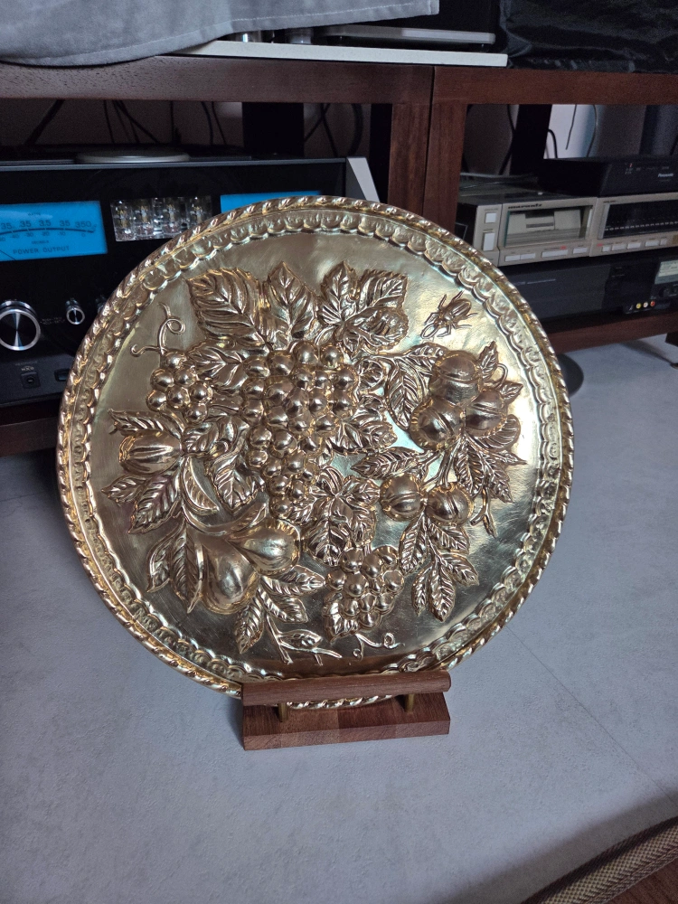 엔틱 1950년대 영국제 순동 벽걸이 큰 원형 포도 장식품 무료배송