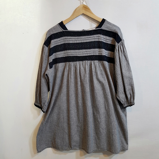 SM2 린넨 잔체크 원피스 블랙