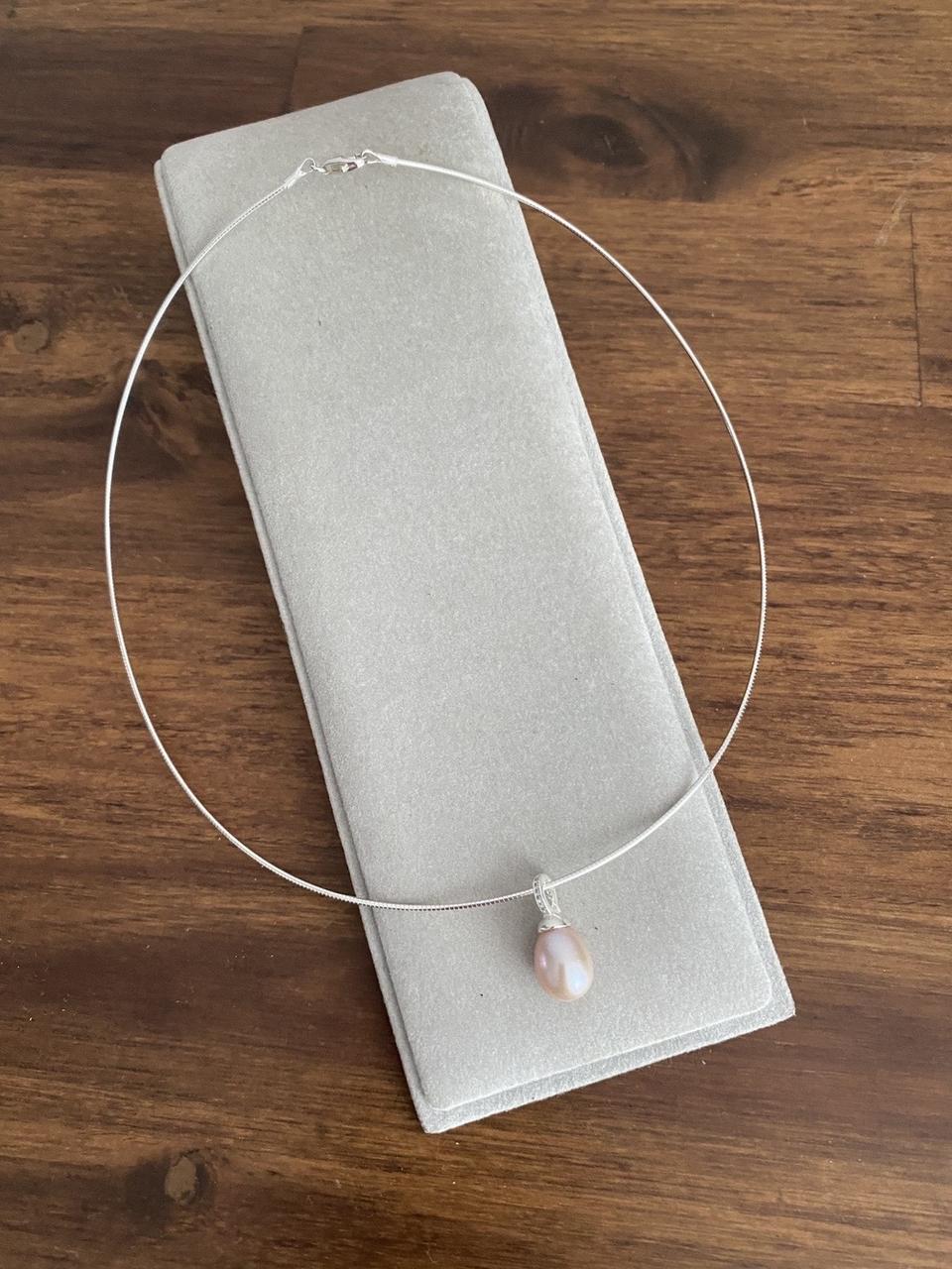 천연 핑크 담수진주 오픈형 실버 펜던트 목걸이(925)