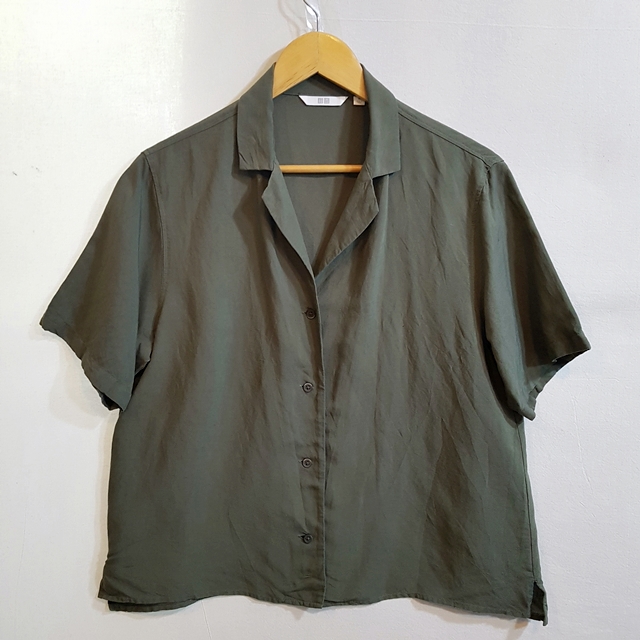 유니클로 린넨 셔츠 카키
