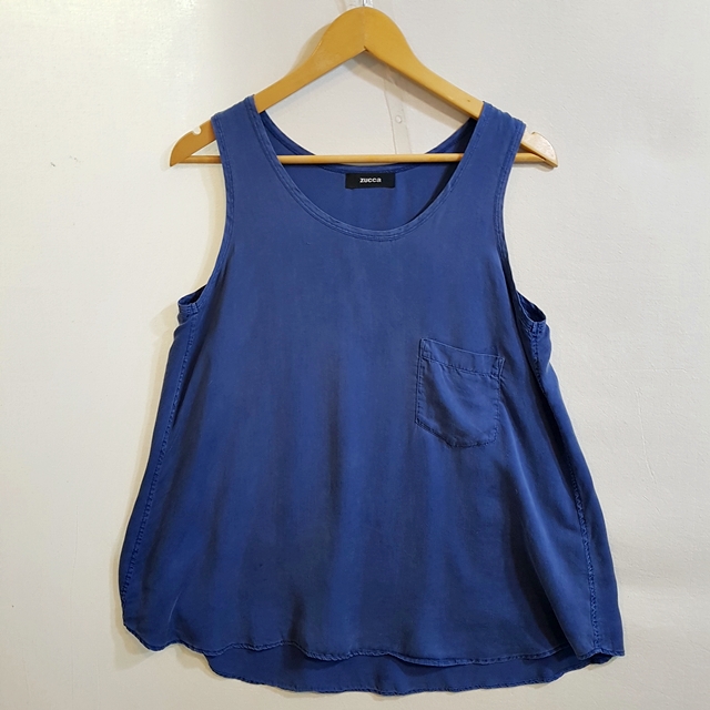 ZUCCA 주카 텐셀 민소매 티셔츠 네이비 