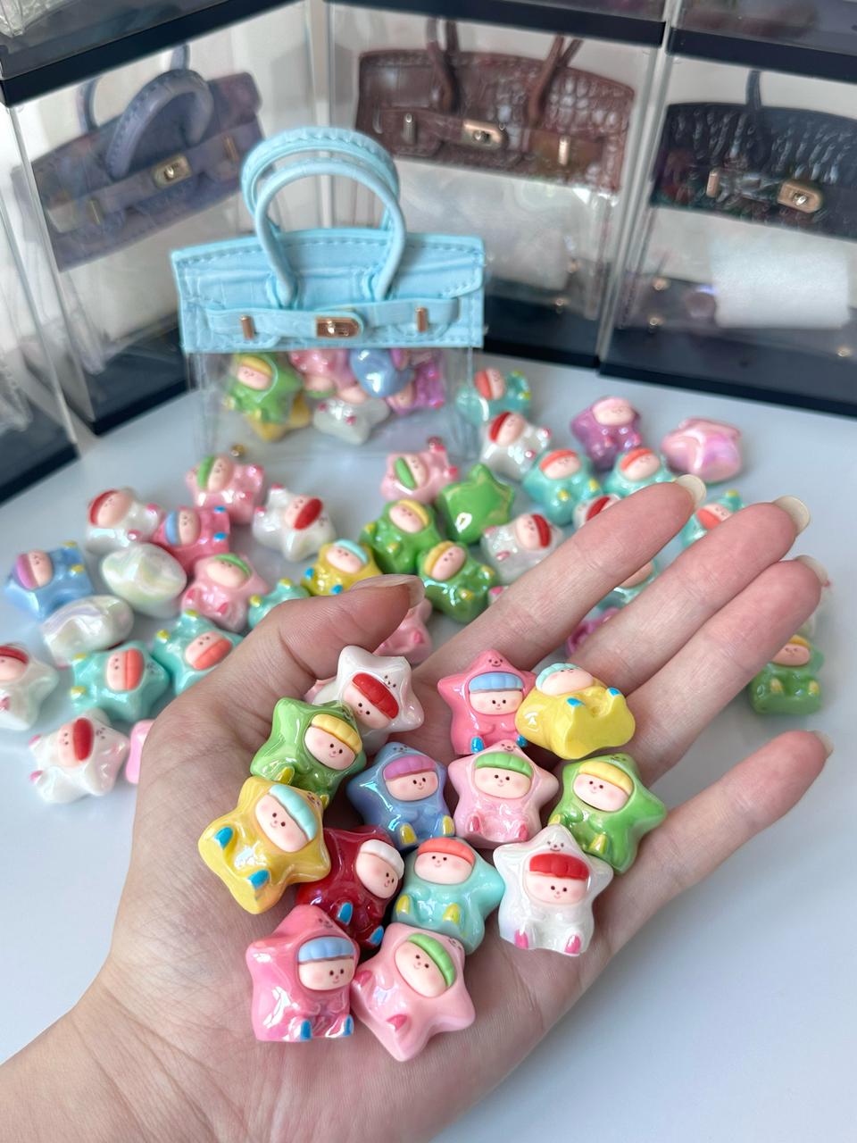 핸드메이드 수지 팝빈 아마릴리스 별 스타 미니피큐어