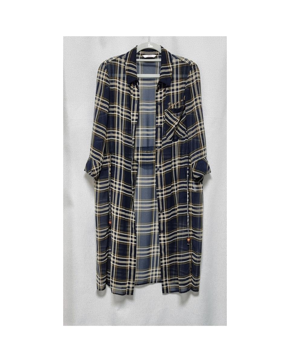 ZISHEN 지센 체크 시스루 롱셔츠(90)