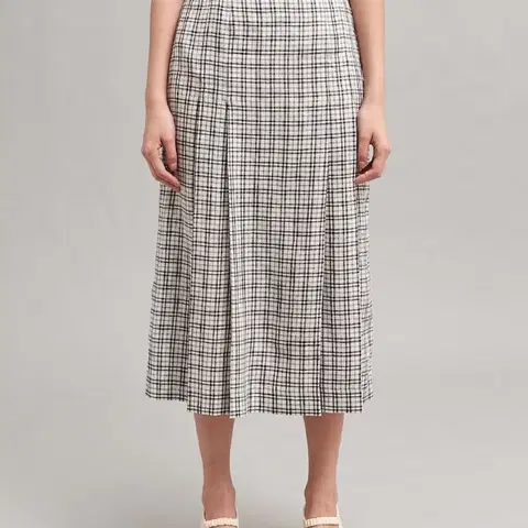 빈폴레이디스 20년 린넨100 체크 스커트 하객룩 출근룩 올드머니룩 결혼