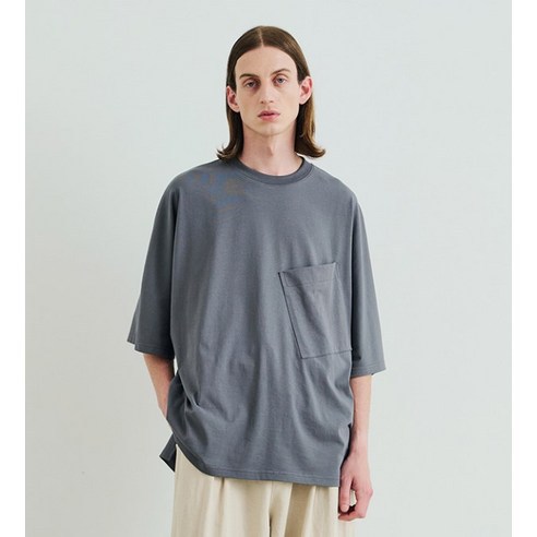 로드존그레이 오버사이즈 포켓티 그레이 피그먼트