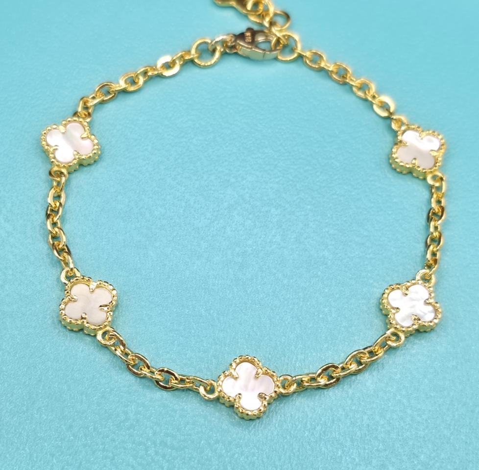 24k 순금 2돈 자개 크로버 팔찌 + 18k 목걸이