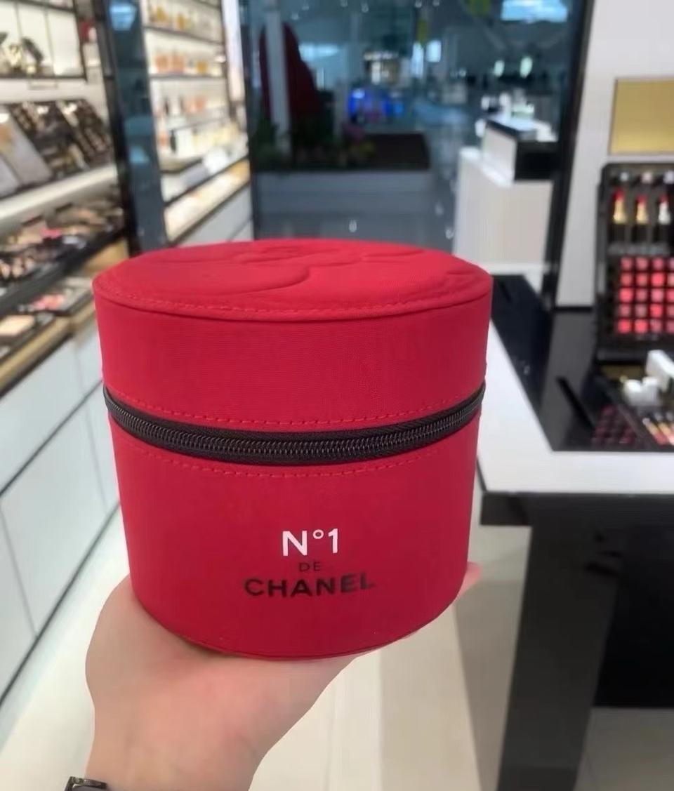 무배) 샤넬 원통 레드 파우치 메이크업박스