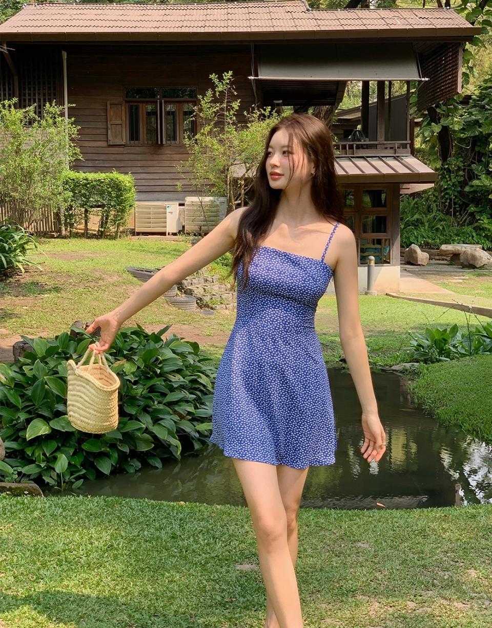 162 플라워 나시 미니 원피스