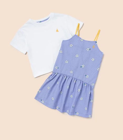 (새상품) 빈폴 키즈 시어서커 데이지 원피스 & 티셔츠 세트 130