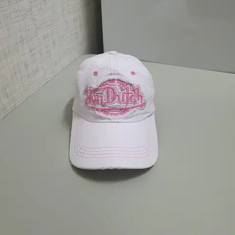 Von Dutch 본더치 빅로고 데미지 빅로고 볼캡 모자 화이트 핑크