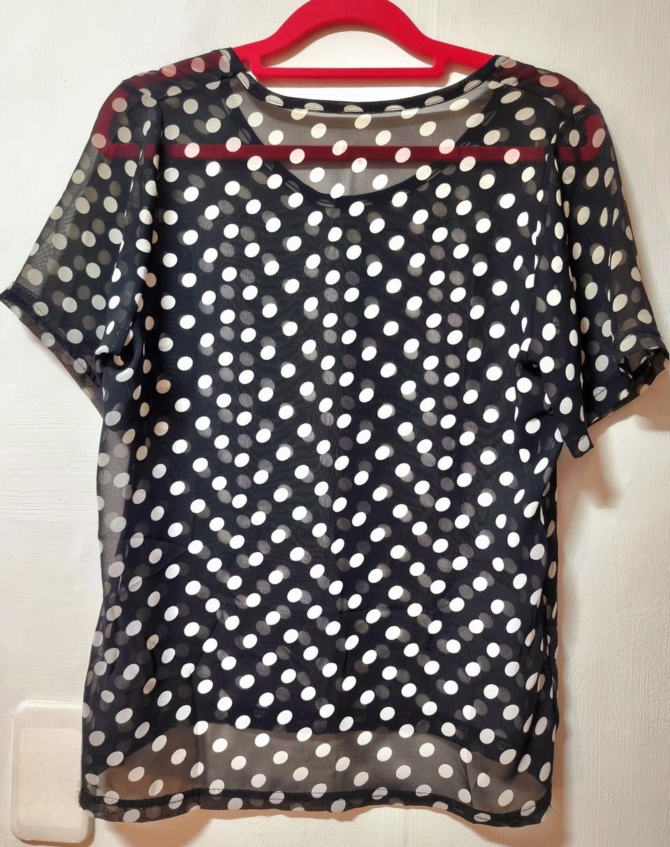도트 시스루 반팔 블라우스