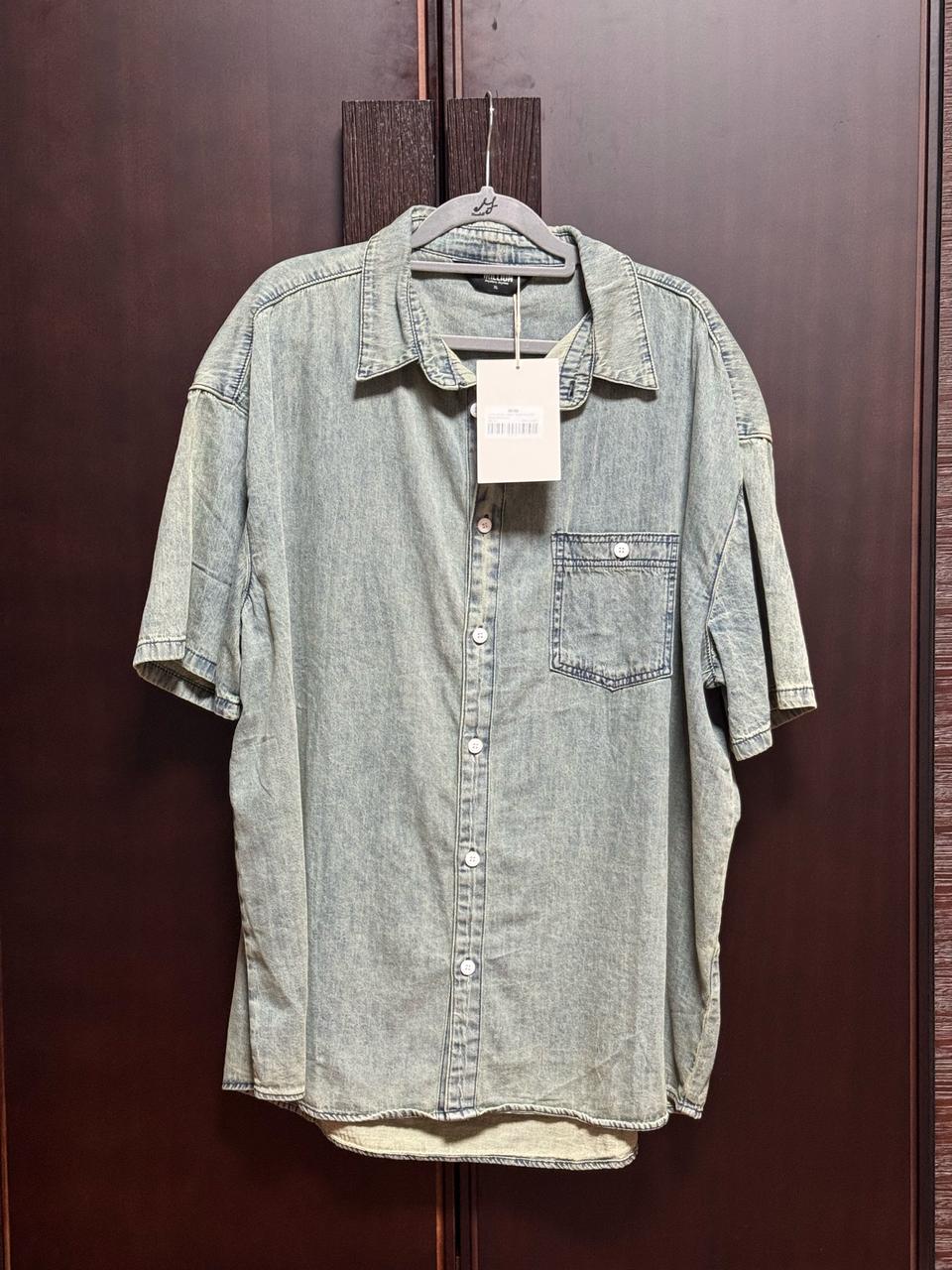오버핏 데님 반팔셔츠
