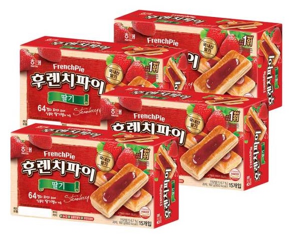 해태 후렌치 파이 딸기 60개(15개 4곽) 과자 간식