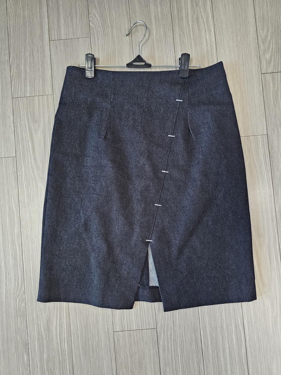 블랙데님 스판 스커트 M