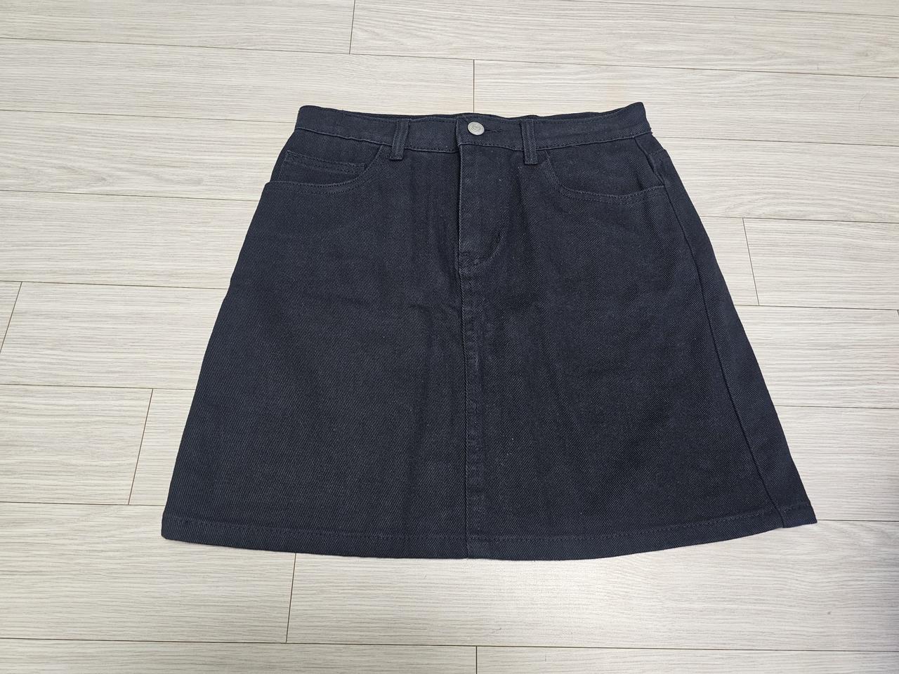 데님 미니스커트 L(블랙/화이트)