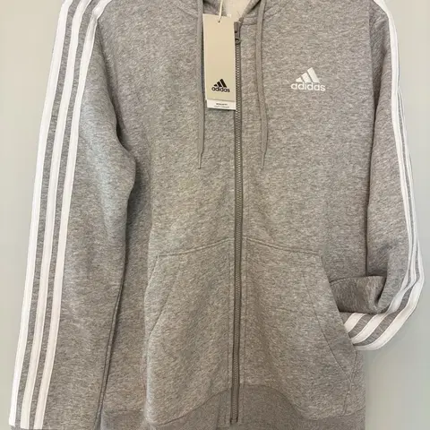 S 아디다스 삼선 후드티 후디 풀집업 그레이 IM0236