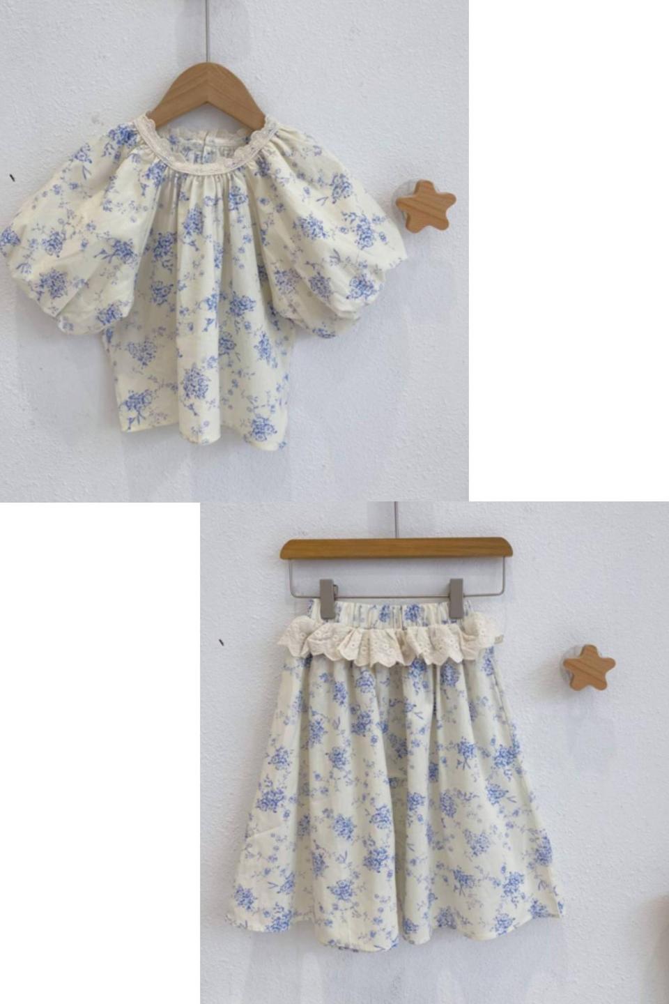 리틀프랑 북유럽풍 여아 블라우스 스커트 상하세트 110,120사이즈