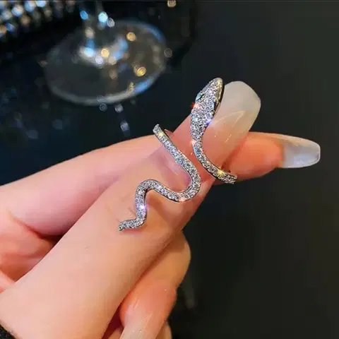 은색 큐빅 스네이크 반지 프리사이즈 새상품