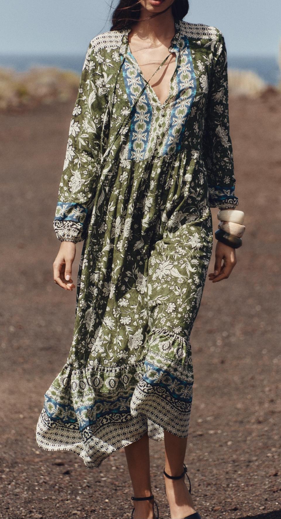 자라 플라워 패턴 롱 원피스(정가89900)