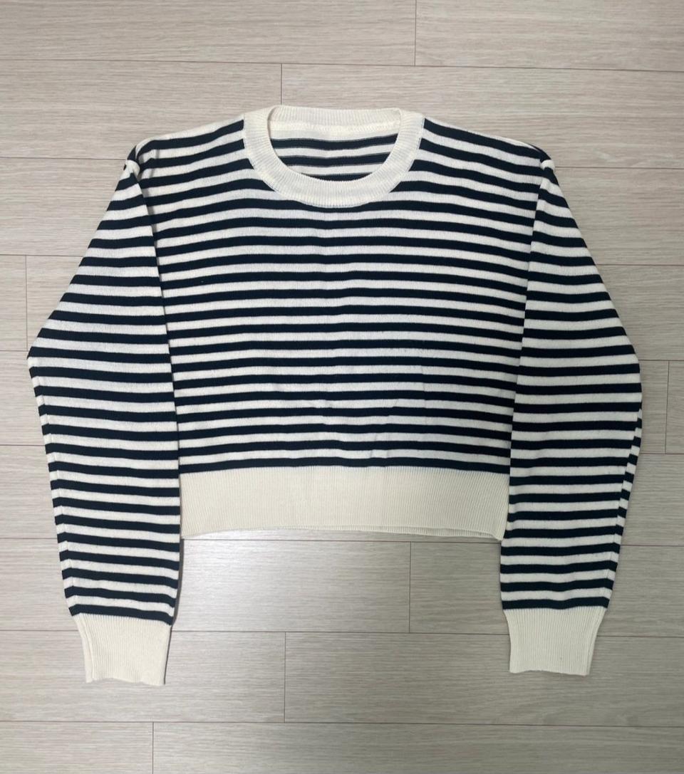 나무그림 스트라이프 크롭 니트