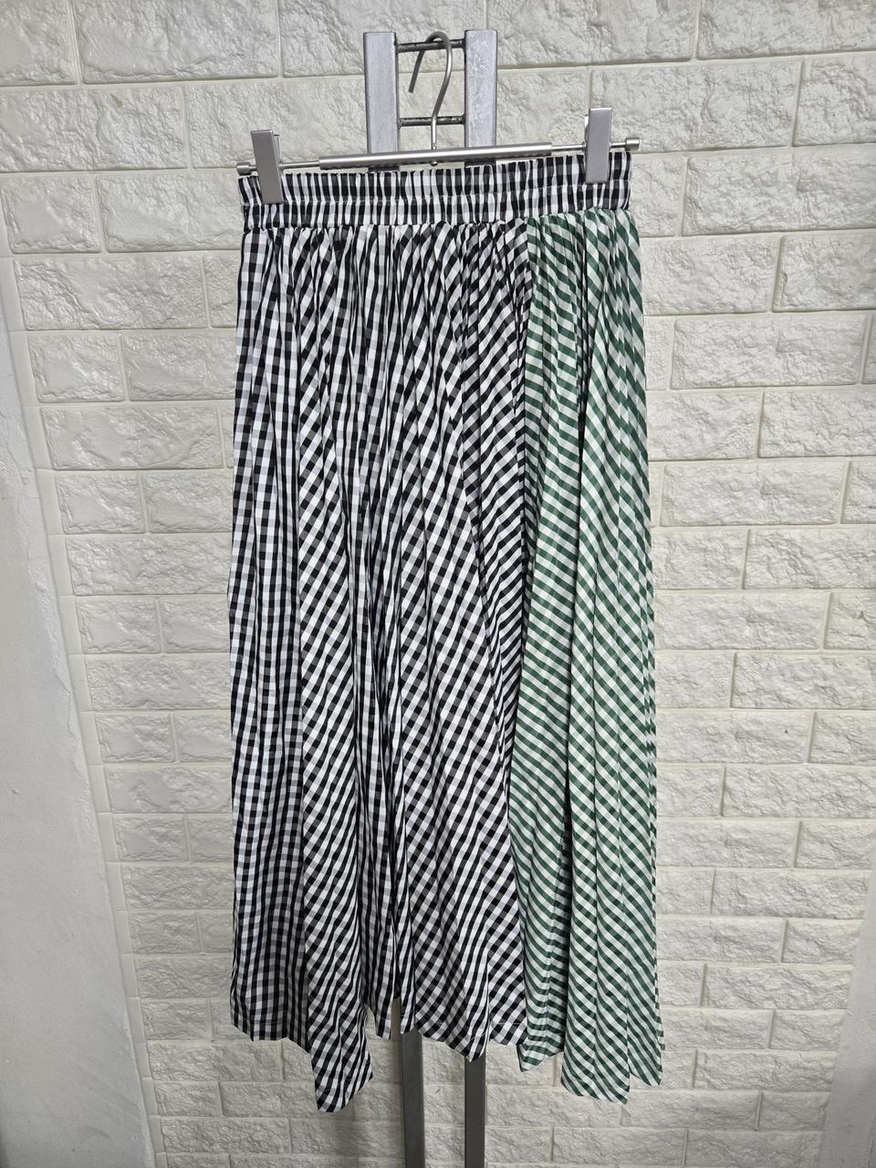 체크 투톤 롱 스커트55-66