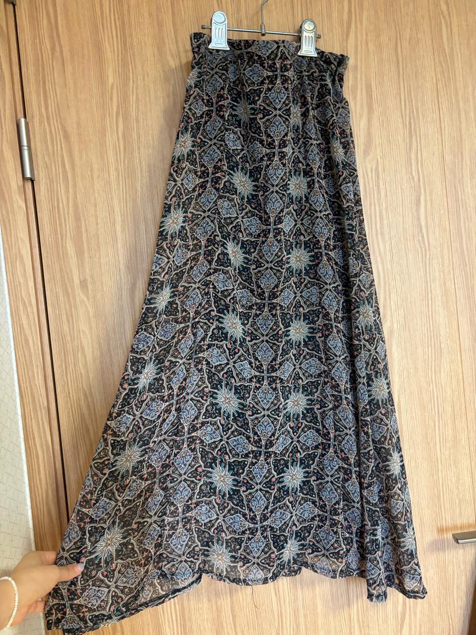 패턴 쉬폰 롱스커트