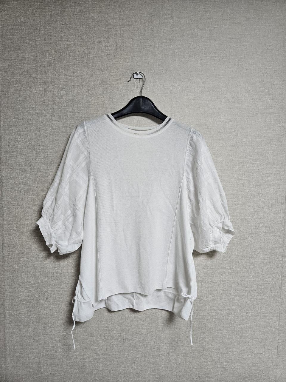 시스템 퍼프소매 니트 블라우스 f