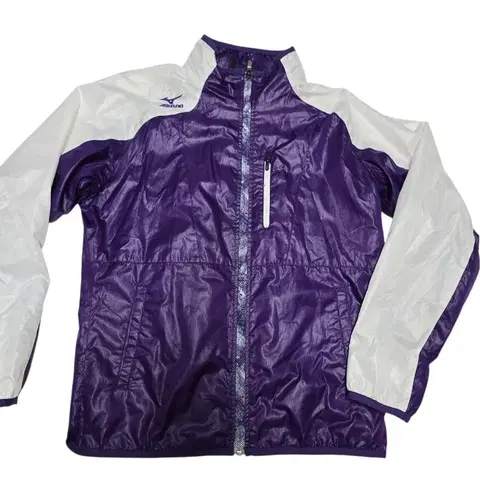 미즈노 퍼플 화이트 배색 바람막이 집업 자켓 XL