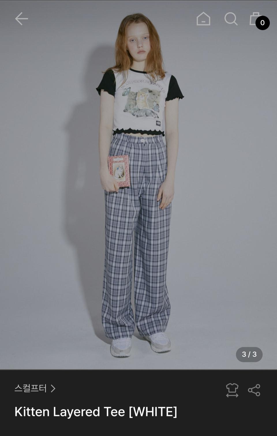 스컬프터 고양이 레이어드 티셔츠