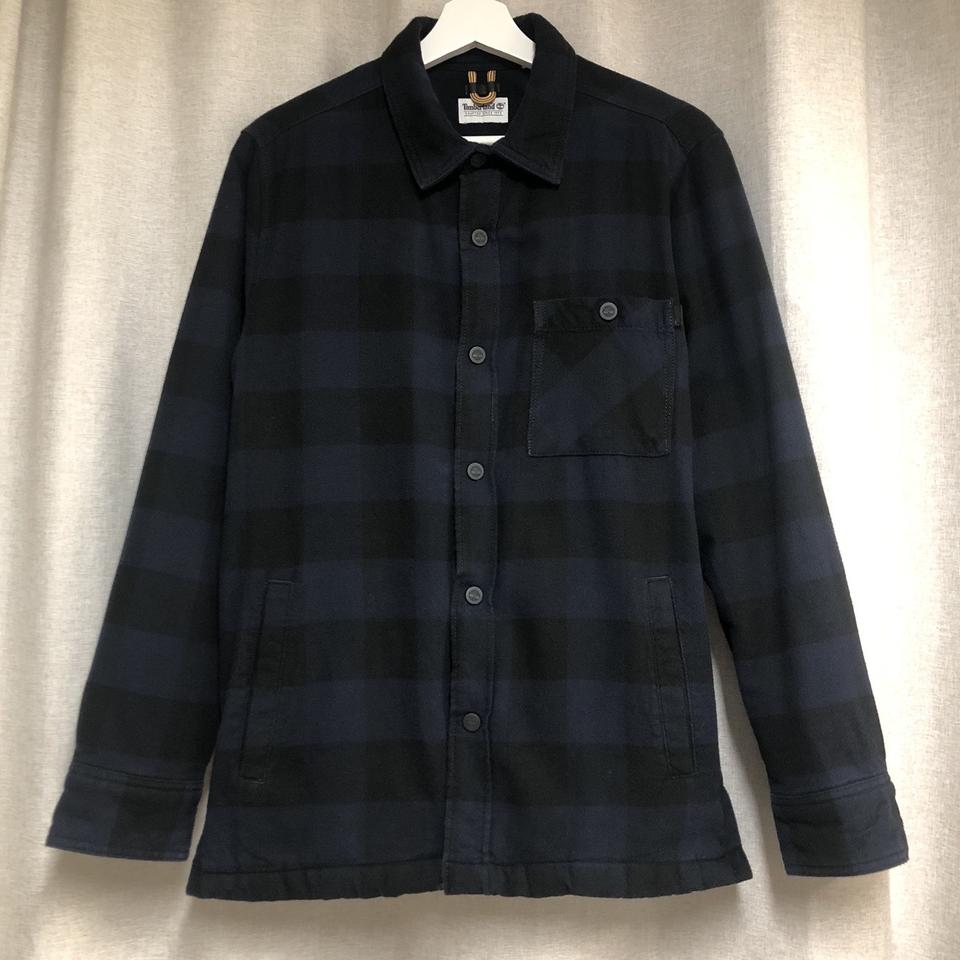 팀버랜드 네이비 블랙 양털 체크 셔츠 자켓(M)