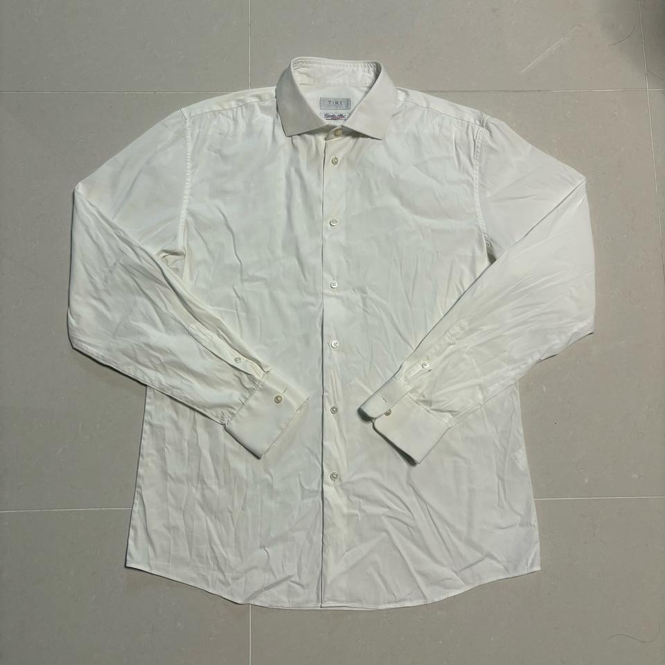 정품 타임 옴므 화이트 솔리드 셔츠