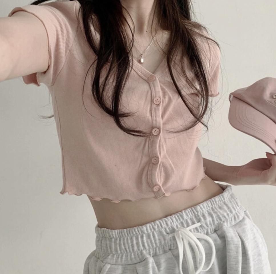 프릴 반팔 가디건