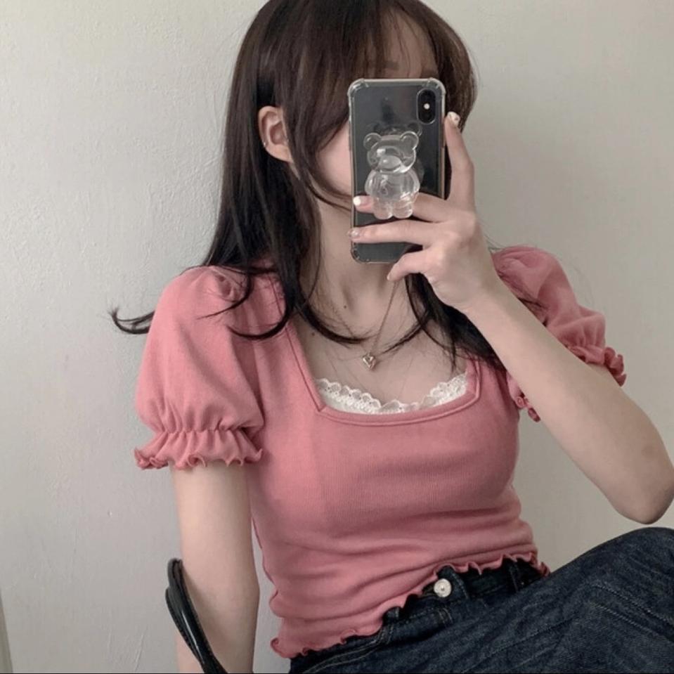 프릴 퍼프 반팔 가디건