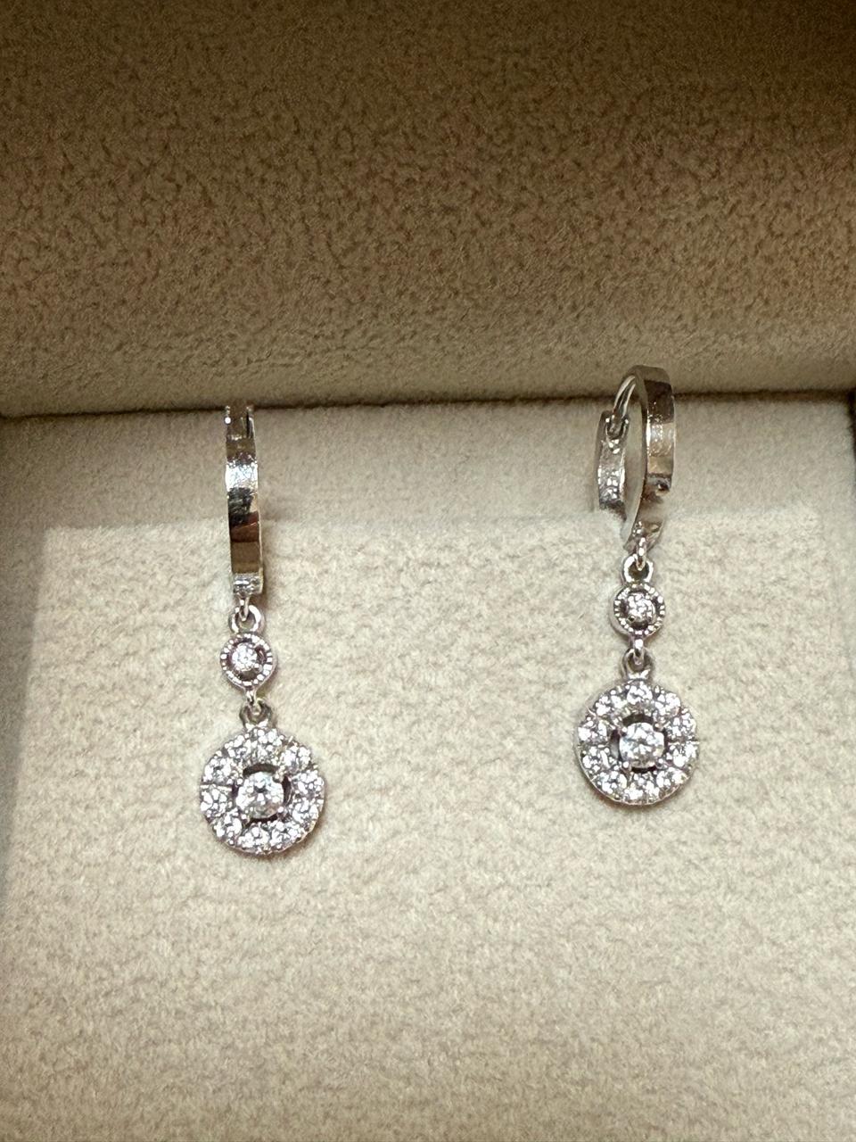 14k 화이트골드 귀걸이