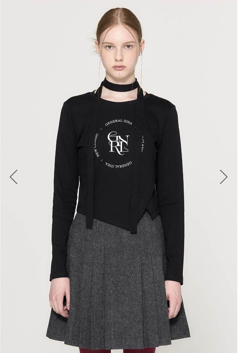 새상품) 제너럴아이디어 언밸런스 롱 슬리브 티 블랙 티셔츠