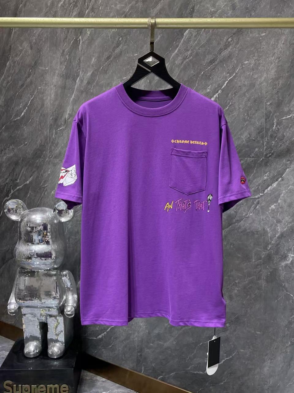 크롬하츠 퍼플 프린트 티셔츠