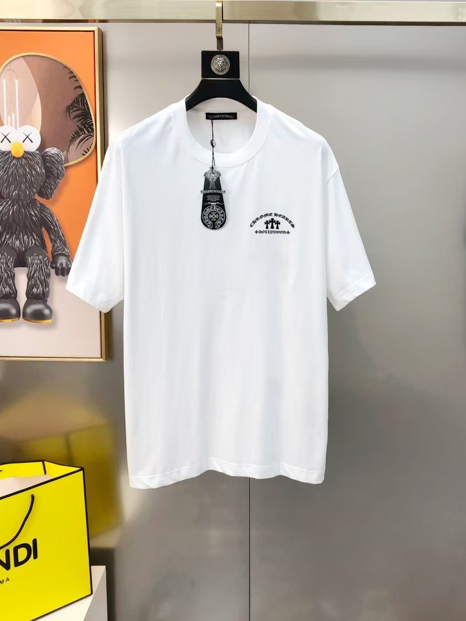 크롬하츠 화이트 프린트 티셔츠