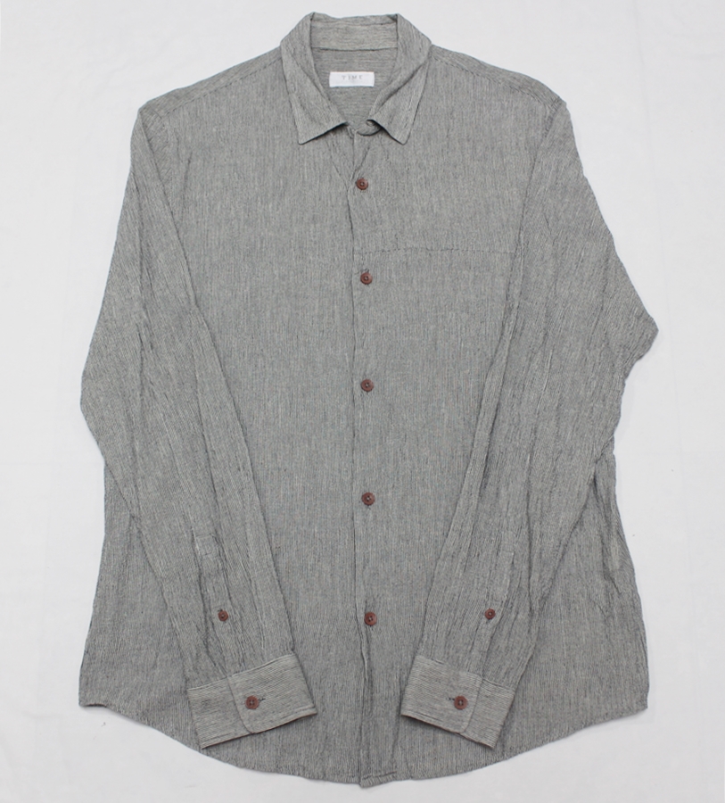 타임 남성 105 면 마 긴팔 셔츠 럭셔리/R02