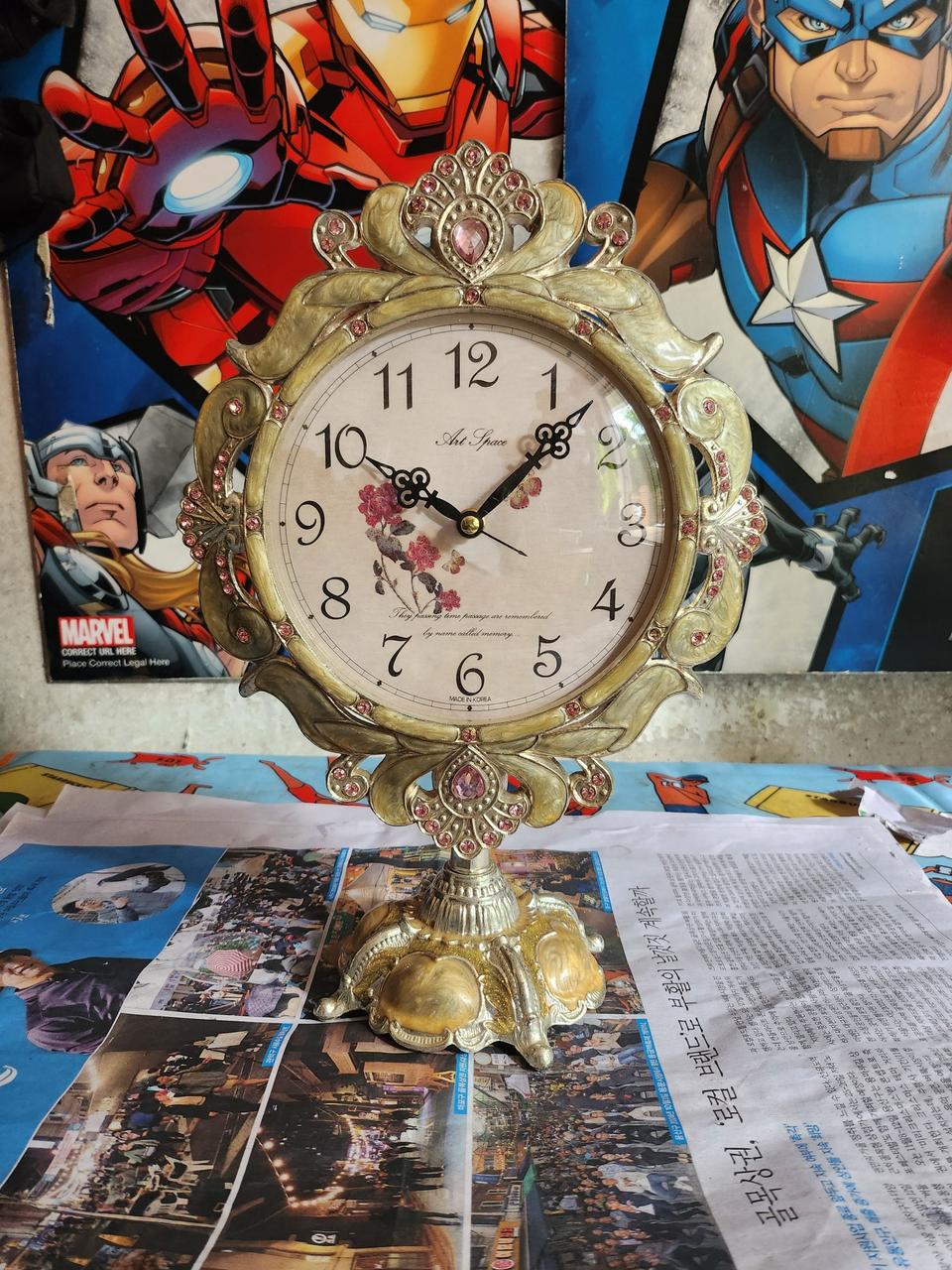 무소음 나비 장미정원 스탠드 주물 시계