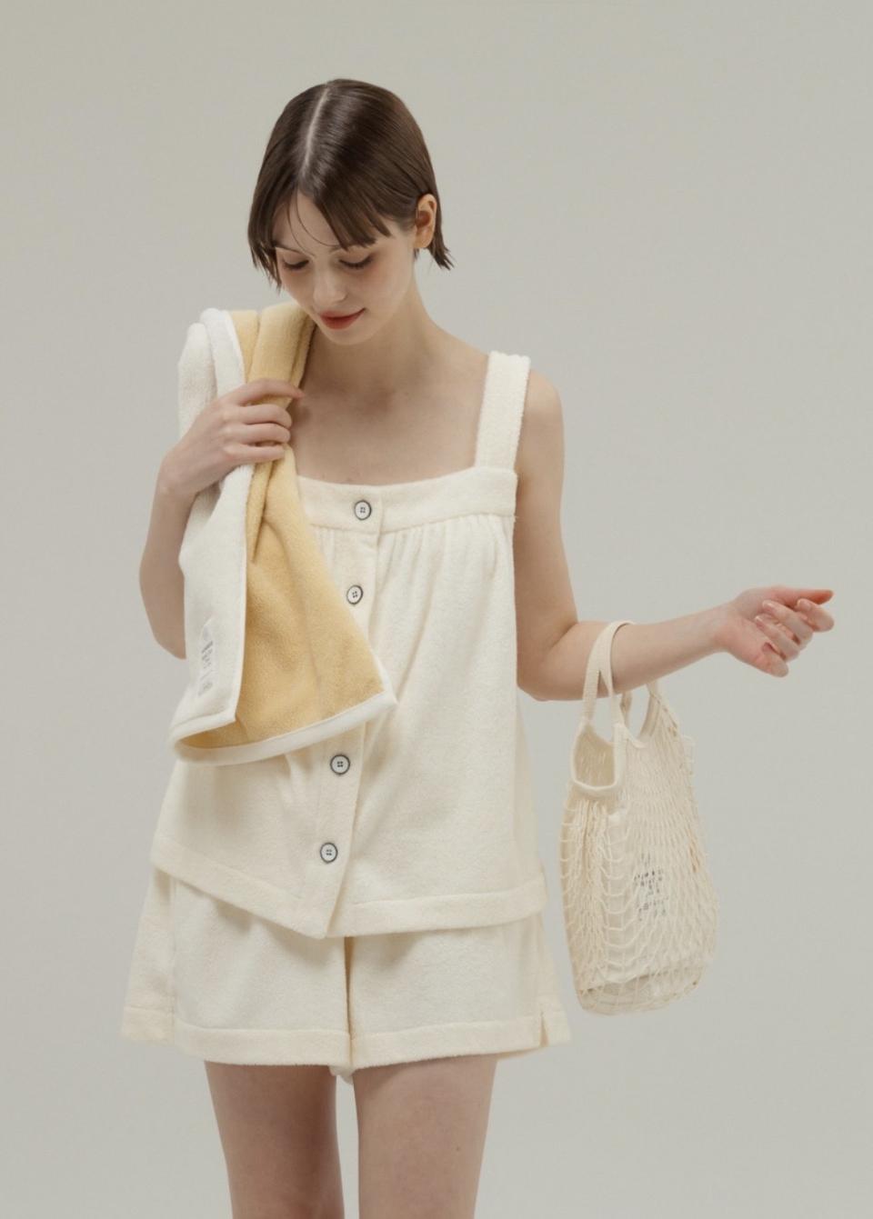 헤이데이무드 홈웨어 테리 모달 탱크탑&쇼츠&타월