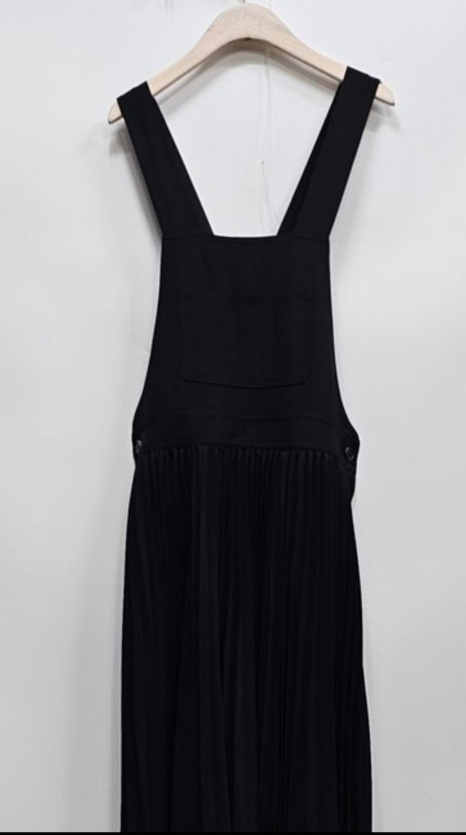 톰보이 플리츠 롱스커트 멜빵치마 S