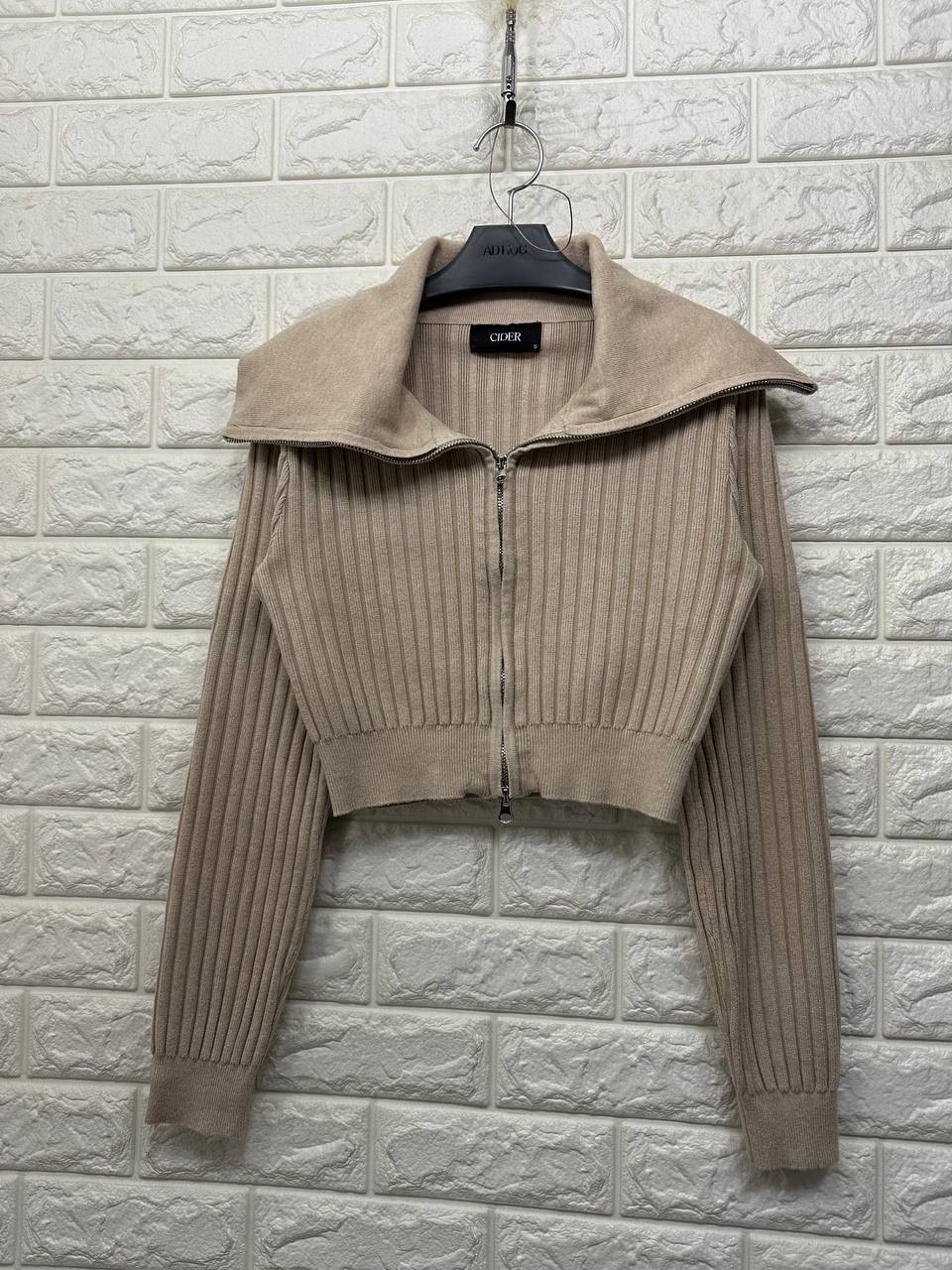 샵사이다 크롭 니트집업 S