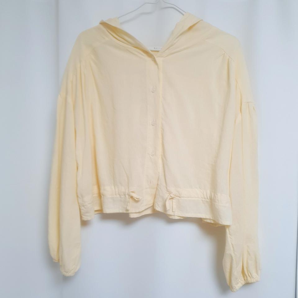 무이도 린넨 프릴 후드 가디건 점퍼 크림 스트링 자체제작