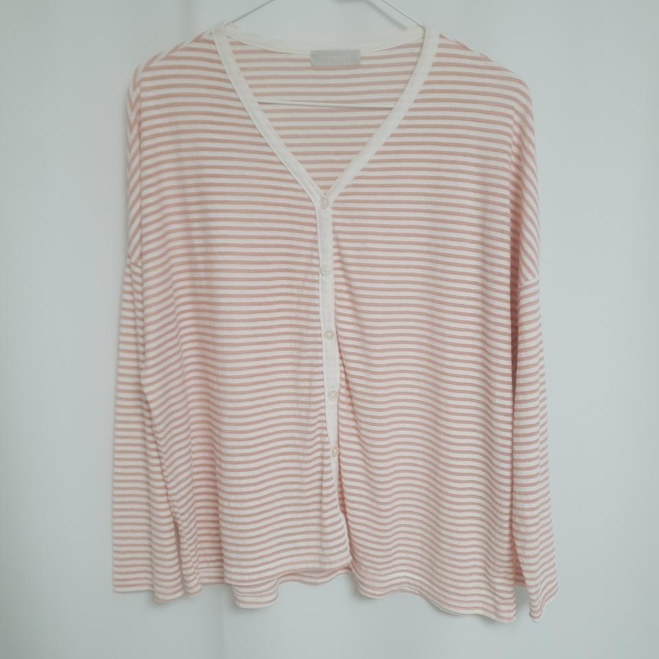 피그먼트 여름 스트라이프 브이넥 가디건