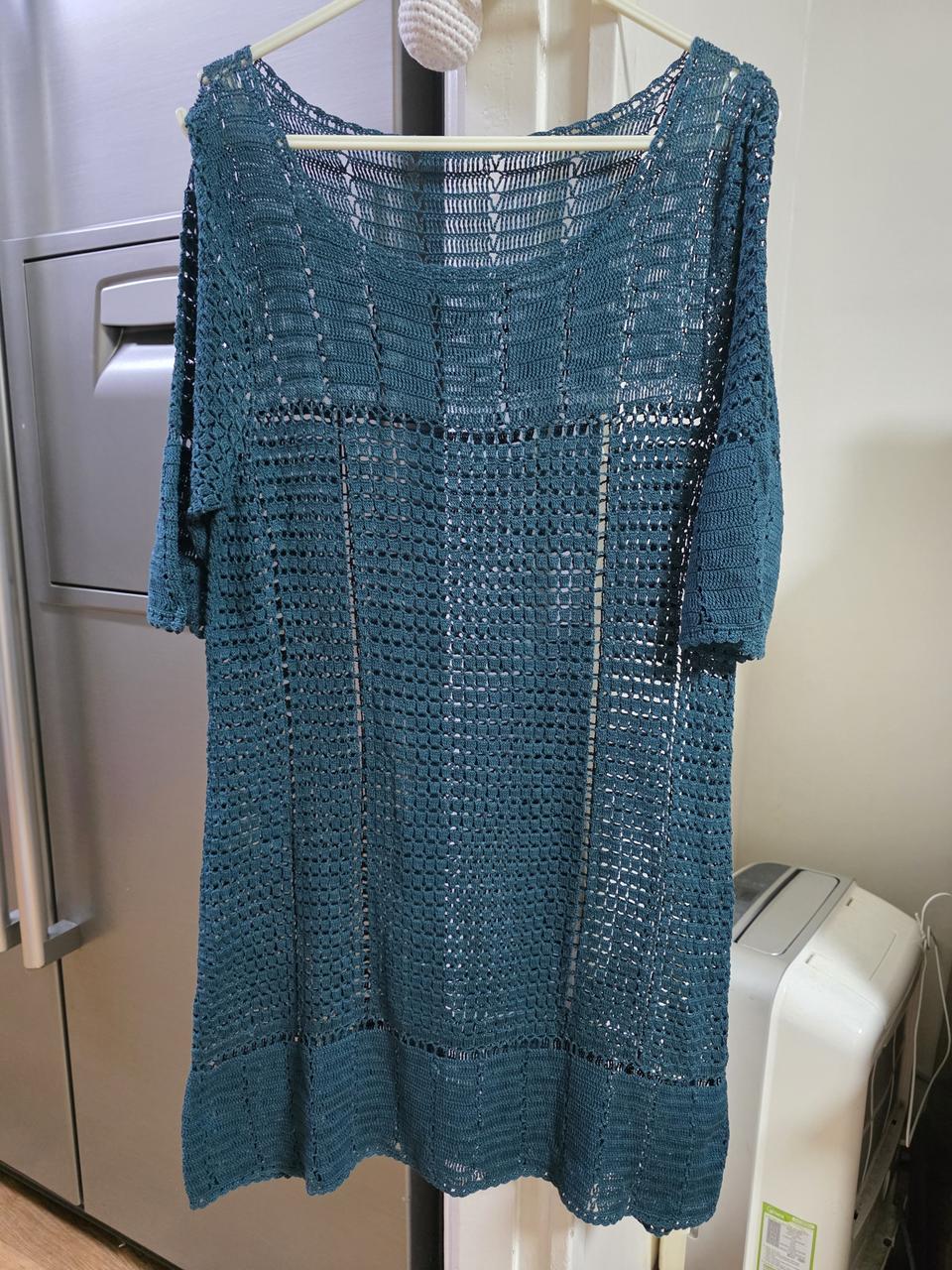 에메랄드 그린 손뜨개 니트 원피스(66)